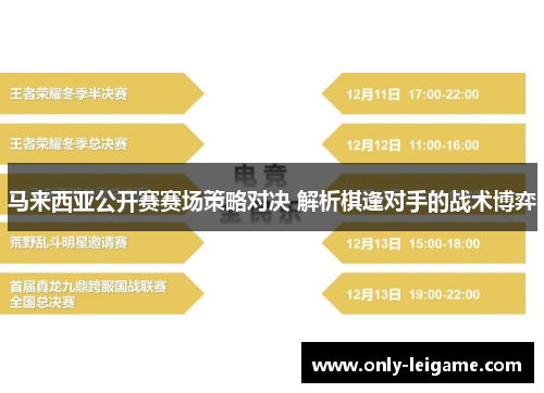 马来西亚公开赛赛场策略对决 解析棋逢对手的战术博弈 马来西亚公开赛赛场策略对决 解析棋逢对手的战术博弈